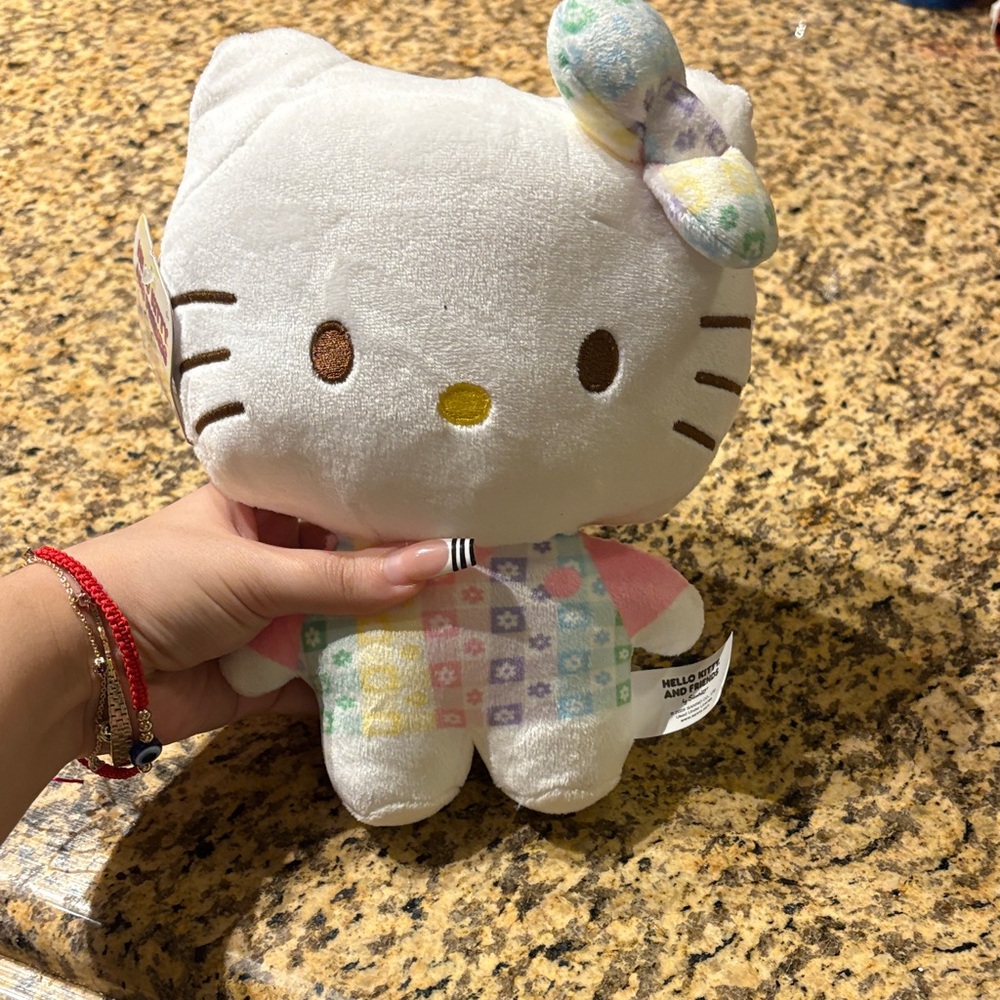 Hello Kitty White Plush with Pastel Bow